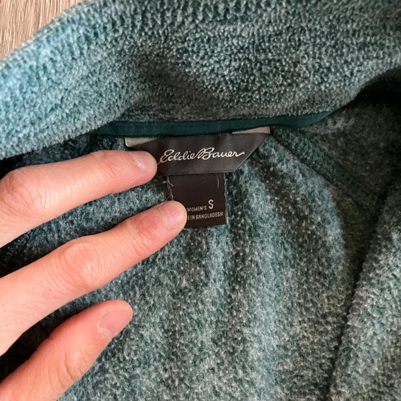 Eddie Bauer 1/4 Zip Heather Turquoise Fleece - Women's Size S - Picture 3 of 3